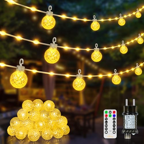 Ollny Led Lichterkette außen 10M 60 LED, Lichterkette Strombetrieben mit Fernbedienung und Timer, 8 Modi wasserdicht Warmweiß Lichterkette für außen und innen Garten Hochzeit Balkon Party Ollny Led Lichterkette außen 10M 60 LED, Lichterkette Strombetrieben mit Fernbedienung und Timer, 8 Modi wasserdicht Warmweiß Lichterkette für außen und innen Garten Hochzeit Balkon Party von Ollny