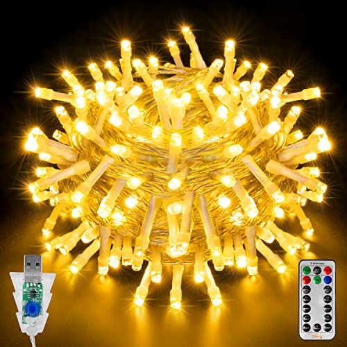 Ollny Lichterkette Innen, 10M 100 Led Lichterkette Warmweiß und Bunt 4 in 1 mit USB Fernbedienung, 11 Modi Wasserdicht Lichterkette außen für Balkon, Garten, Hochzeit, Party, Terrasse von Ollny