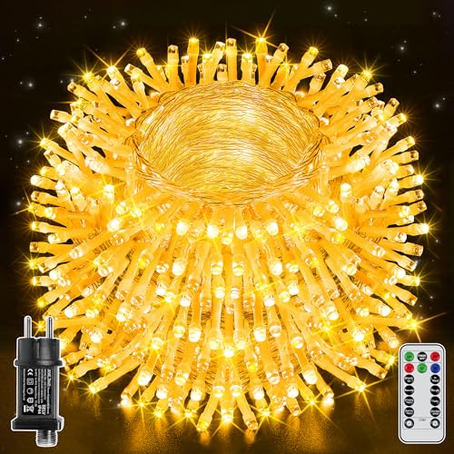 Ollny Lichterkette außen 100M 1000 LED, Lichterkette mit Fernbedienung 8 Modi Timer, IP44 wasserdicht Lichterkette outdoor für Party Hochzeit Ostern Garten Balkon(warmweiß) von Ollny