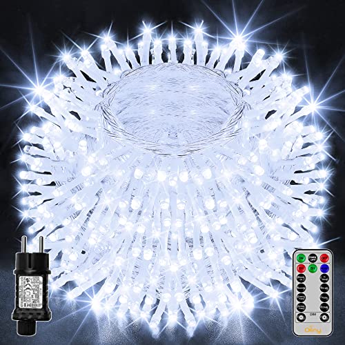 Ollny Lichterkette außen 40M 400 LED, Lichterkette Strom 8 Modi mit Fernbedienung Timer, IP44 wasserdicht Lichterkette für innen und aussen, Party Hochzeit Garten (kaltweiß) von Ollny