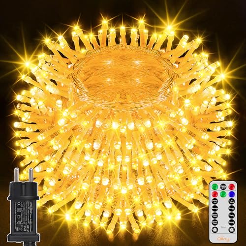 Ollny Lichterkette außen 40M 400 LED, Weihnachtsbeleuchtung außen 8 Modi mit Fernbedienung Timer, IP44 wasserdicht Lichterkette für innen und aussen, Weihnachten Party Hochzeit Garten (warmweiß) von Ollny