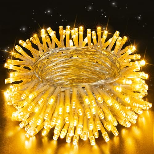 Ollny Lichterkette außen Batterie, 15M 150 LED Lichterkette innen, wasserdicht Lichterkette Batterie warmweiß für outdoor Balkon Camping Zimmer Party Garten(keine Batterie) von Ollny