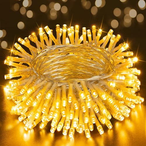 Ollny Lichterkette außen Batterie, 10M 100 LED Lichterkette innen, wasserdicht Lichterkette Batterie warmweiß für outdoor Balkon Camping Zimmer Party Garten(keine Batterie) von Ollny