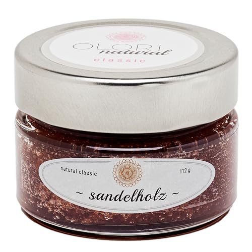 Duftöl Sandelholz im Glas - Raumduft mit ätherischen Ölen - langanhaltend - erdig, warm, holzig, sinnlich - 100% Natürlich & Reiner Lufterfrischer im Duftglas - Ohne künstliche Duftstoffe (112g) von Olori