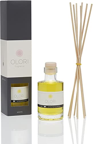 Raumduft Zitrone I Diffuser mit Stäbchen I Duftöl mit ätherischen Ölen I frisch, fruchtig I 100 ml von Olori