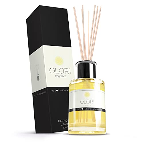 Raumduft Zitrone I Diffuser mit Stäbchen I Duftöl mit ätherischen Ölen I frisch, fruchtig I 200 ml von Olori