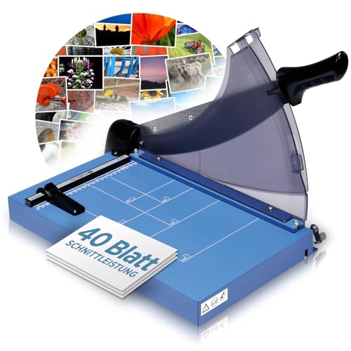 Olympia G 3640 Premium Hebelschneider | hochwertiger Papierschneider A4 bis zu 40 Blatt | 360 mm Arbeitsbreite | Fingerschutz & automatische Fixierung | Papierschneidemaschine | Schneidegerät | blau von Olympia