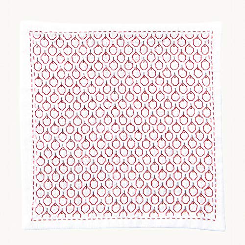 Olympus Thread Hitomezashi Sashiko Stickpackung Taschentuch iine Apple Stoff bedruckt von Olympus Thread