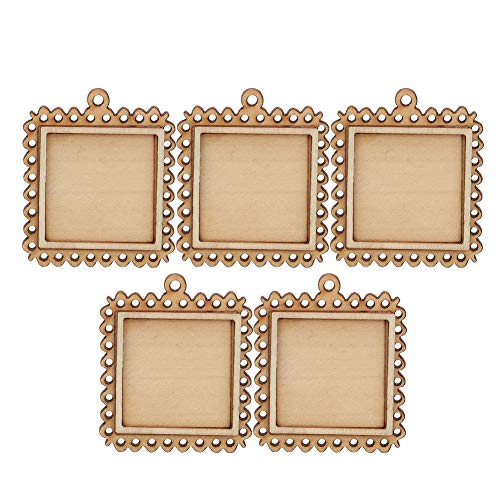 Omabeta 5pcs Holzfoto Rahmen Anhänger Leer Holz Anhänger Basisschale Rechteckige Form für Schlüsselbund Halskette Holz für Frauen Männer Mütter Mütter von Omabeta
