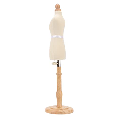 Omabeta Professionelle Schneiderpuppe Damen Schneiderfigur Modellpuppe mit runder Holzbase natürliche Holzfarben für Kleidungsdisplay und Drapierung von Omabeta