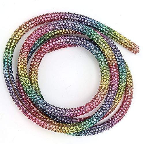 Omabeta Strasssteine ​​Röhrenband Ressensteine ​​Rohr Seilschlauchband 6 Styles SS6 DIY -Nähdekoration mit Runden Rohr 6 Mm für Hochzeitskleider Kostüm Kleidung Accessoires (Regenbogenfarbe Nr. 1 1) von Omabeta