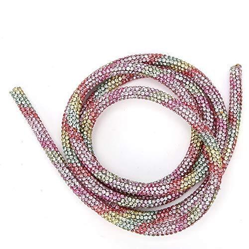 Omabeta Strasssteine ​​Röhrenband Ressensteine ​​Rohr Seilschlauchband 6 Styles SS6 DIY -Nähdekoration mit Runden Rohr 6 Mm für Hochzeitskleider Kostüm Kleidung Accessoires (Regenbogenfarbe Nr. 2) von Omabeta