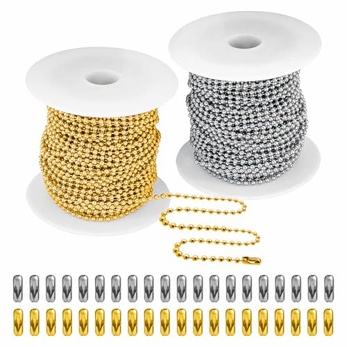 Kugelkette aus Edelstahl mit 40 Verbindungsverschlüssen, 2,4 mm, 2,4 mm, 2 Rollen, langlebige Kugelkette für Schmuckherstellung, Halskettenanhänger, Hundemarken, DIY Handwerk Kugelkette aus Edelstahl mit 40 Verbindungsverschlüssen, 2,4 mm, 2,4 mm, 2 Rollen, langlebige Kugelkette für Schmuckherstellung, Halskettenanhänger, Hundemarken, DIY Handwerk von Omawrf