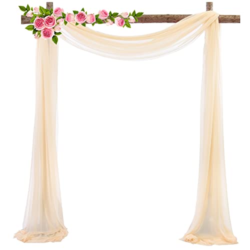 Wedding Chiffon Backdrop,Stretch Yarn Chiffon Drapery Wedding Arch Draping Outdoor Background Draping Fabric for Wedding for Outdoor Archway Party Ceremony Decoration, 2ft X 18ft Champagner 21# von OmeHoin