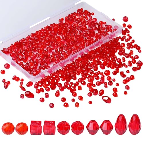 Omeblos 300 Stück facettierte Doppelkegel rote lose Abstandshalter, rote Perlen, Glasperlen zur Schmuckherstellung, Armbandherstellung für Mädchen, für handgefertigte Schmuckarmbänder, Halsketten Omeblos 300 Stück facettierte Doppelkegel rote lose Abstandshalter, rote Perlen, Glasperlen zur Schmuckherstellung, Armbandherstellung für Mädchen, für handgefertigte Schmuckarmbänder, Halsketten von Omeblos
