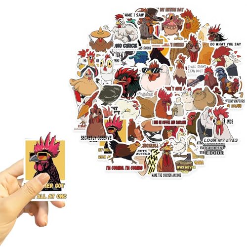 Omeblos 50 Stück Huhn-Aufkleber, Tier-Graffiti-Aufkleber, Vinyl-Aufkleber, Cartoon-Aufkleber, niedliche Tier-Aufkleber, für Laptop, Wasserflasche, Gepäck, Skateboard, Scrapbook, Stoßstange, Computer Omeblos 50 Stück Huhn-Aufkleber, Tier-Graffiti-Aufkleber, Vinyl-Aufkleber, Cartoon-Aufkleber, niedliche Tier-Aufkleber, für Laptop, Wasserflasche, Gepäck, Skateboard, Scrapbook, Stoßstange, Computer von Omeblos