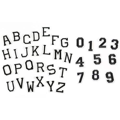 Omeblos Aufnäher zum Aufbügeln mit Buchstaben und Zahlen, Schwarz bestickt, zum Aufnähen oder Aufbügeln, Alphabet A-Z, Zahlen 0–9, Applikation für Kleidung, Rucksack, Trikots, Stoff-T-Shirts, Druck Omeblos Aufnäher zum Aufbügeln mit Buchstaben und Zahlen, Schwarz bestickt, zum Aufnähen oder Aufbügeln, Alphabet A-Z, Zahlen 0–9, Applikation für Kleidung, Rucksack, Trikots, Stoff-T-Shirts, Druck von Omeblos