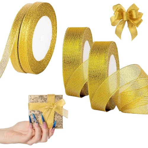 Omeblos Goldband, goldenes Satinband für Geschenkverpackungen, Ballonbänder, 22 m Polyester-Ballonbänder, Stoff, zum Basteln, Weihnachten, Valentinstag, Blumensträuße, Kuchen, Haarschleife Omeblos Goldband, goldenes Satinband für Geschenkverpackungen, Ballonbänder, 22 m Polyester-Ballonbänder, Stoff, zum Basteln, Weihnachten, Valentinstag, Blumensträuße, Kuchen, Haarschleife von Omeblos