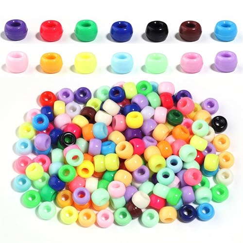 Omeblos Kunststoff-Pony-Perlen, Macaron-Farben, großes Loch, mit buntem Glitzer, transparent und mattiert, ideal für Dreadlocks, Perückenperlen und Bastelarbeiten, zufällige Farbe, 100 Stück pro Omeblos Kunststoff-Pony-Perlen, Macaron-Farben, großes Loch, mit buntem Glitzer, transparent und mattiert, ideal für Dreadlocks, Perückenperlen und Bastelarbeiten, zufällige Farbe, 100 Stück pro von Omeblos