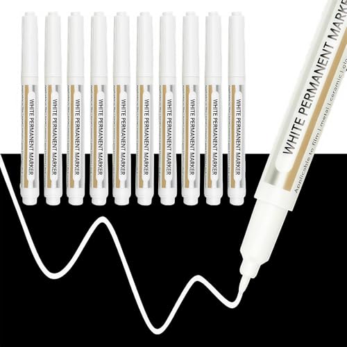 Omeblos Permanentmarker, weißer Permanentmarker, Kleidermarker, 1 mm feine Spitze, Ölbasis, schnell trocknend und wasserdicht, hohe Kapazität, weißer Highlight-Stift für Kunst, Hakenlinie, Stoff Omeblos Permanentmarker, weißer Permanentmarker, Kleidermarker, 1 mm feine Spitze, Ölbasis, schnell trocknend und wasserdicht, hohe Kapazität, weißer Highlight-Stift für Kunst, Hakenlinie, Stoff von Omeblos