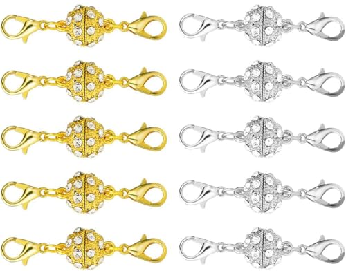 Omenluck 10 Stück Gold und Silber Strass Kugel-Stil mit Karabinerverschluss Magnetverschluss Schmuck Verschlüsse Omenluck 10 Stück Gold und Silber Strass Kugel-Stil mit Karabinerverschluss Magnetverschluss Schmuck Verschlüsse von Omenluck
