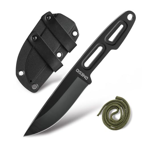 Omesio Gürtelmesser klein mit Sheath Lanyard – 5Cr13MoV Steel Klinge 8cm Messer Outdoor klein Horizontal getragenes – Ideal leichtes EDC Messer für die Erkundung, Full Tang für Camping & Wandern Omesio Gürtelmesser klein mit Sheath Lanyard – 5Cr13MoV Steel Klinge 8cm Messer Outdoor klein Horizontal getragenes – Ideal leichtes EDC Messer für die Erkundung, Full Tang für Camping & Wandern von Omesio
