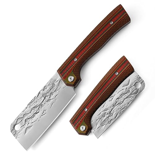 Omesio Messer Klappbeil - Großes Zweihand-Klappmesser, legales und geeignetes Outdoor-Cleaver-Messer für Kochabenteuer mit Slipjoint-Arretierung, G10 Griffmaterial und 4Cr14 Klingenstahl von Omesio