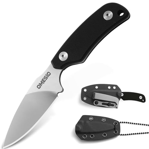 Omesio Neck Knife Messer D2 Stahl, 42A Fulltang Kleines feststehendes Messer G10 Griff mit einer Kydex-Scheide und hat eine Klingenlänge von 7,6 cm, Spear Point Omesio Neck Knife Messer D2 Stahl, 42A Fulltang Kleines feststehendes Messer G10 Griff mit einer Kydex-Scheide und hat eine Klingenlänge von 7,6 cm, Spear Point von Omesio