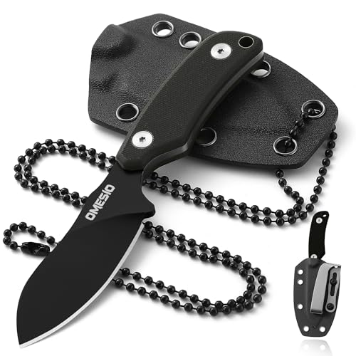 Omesio Neck Messer legales Messer Outdoor Compact Knife mit Kydex Scheide und Clip- D2 Stahl Fulltang Survival Messer G10 Griff - Nessmuk Type von Omesio