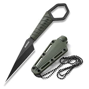 Omesio S-FC17 Neck Knife mit Scheide, 5CR13MOV Stahl ABS Griff EDC Messer Halskette für Drop Point Klinge Scharfes Fulltang für Männer Frauen, Camping für Wandern Omesio S-FC17 Neck Knife mit Scheide, 5CR13MOV Stahl ABS Griff EDC Messer Halskette für Drop Point Klinge Scharfes Fulltang für Männer Frauen, Camping für Wandern von Omesio