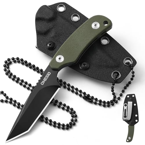 Omesio Tanto Neck Knife Messer, hergestellt aus D2 Stahl, Kleines feststehendes Messer G10 Griff Full Tang mit einer Kydex-Scheide und hat eine Klingenlänge von 8,3 cm Omesio Tanto Neck Knife Messer, hergestellt aus D2 Stahl, Kleines feststehendes Messer G10 Griff Full Tang mit einer Kydex-Scheide und hat eine Klingenlänge von 8,3 cm von Omesio