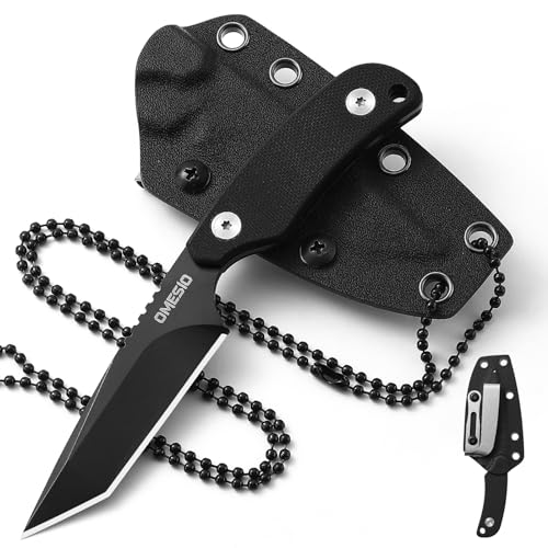 Omesio Tanto Neck Knife Messer mit Clip, hergestellt aus D2 Stahl, Kleines feststehendes Messer G10 Griff Full Tang mit einer Kydex-Scheide und hat eine Klingenlänge von 8,3 cm Omesio Tanto Neck Knife Messer mit Clip, hergestellt aus D2 Stahl, Kleines feststehendes Messer G10 Griff Full Tang mit einer Kydex-Scheide und hat eine Klingenlänge von 8,3 cm von Omesio