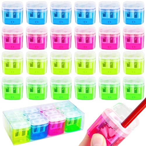 Bleistiftspitzer, 72 Stück, manuell, Doppelloch, Bleistiftspitzer mit Deckel für Kinder, Goodie Taschen, Geschenke, Handheld, Kunststoff, Buntstiftspitzer für Schüler, Belohnungen, Schule, Bleistiftspitzer, 72 Stück, manuell, Doppelloch, Bleistiftspitzer mit Deckel für Kinder, Goodie Taschen, Geschenke, Handheld, Kunststoff, Buntstiftspitzer für Schüler, Belohnungen, Schule, von Omlisca
