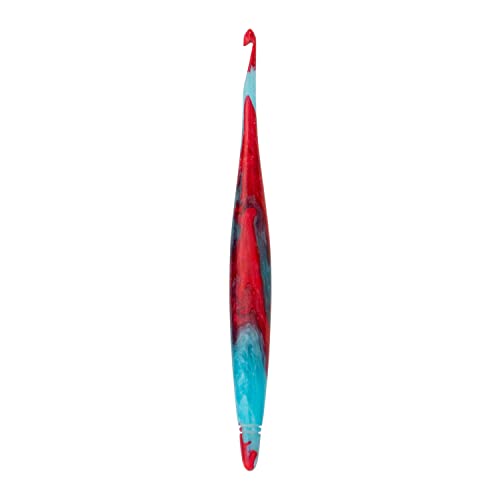 Ommi Häkelnadeln mit ergonomischem Griff, handgefertigt, 17,8 cm, Häkelnadel, Stricknadel, Bastelgarn, tolles Geschenk! (Rot und Blau) (7 mm) von Ommi Crochet