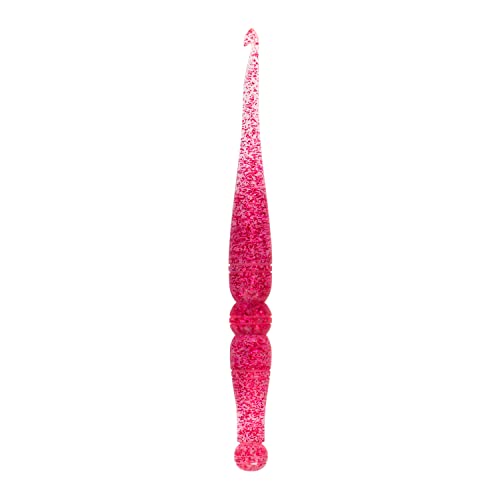 Ommi Häkelnadeln mit ergonomischem Griff, handgefertigt, 17,8 cm, Häkelnadel, Stricknadel, Bastelgarn, tolles Geschenk! (rosa Glitzer) (4,5 mm) von Ommi Crochet