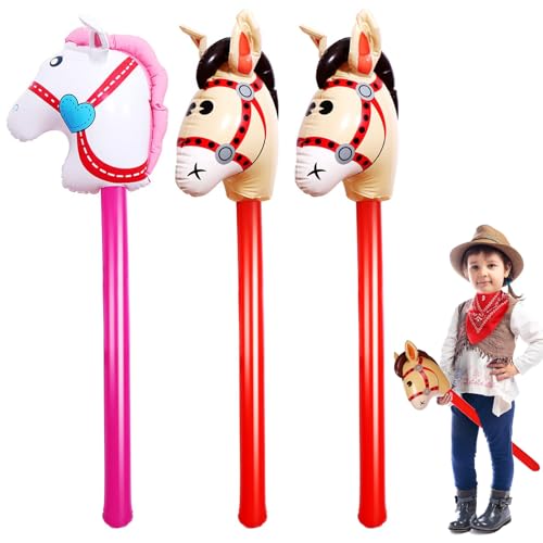 Omnikryp 3 Stück Aufblasbares Stabpferd, Aufblasbare Pferdekopfstäbe für Kinder, Steckenpferde Dekoration 95 cm, Pferde Geburtstagsdeko für Geburtstag, Baby Shower, Cowboy Thematische Party Deko Omnikryp 3 Stück Aufblasbares Stabpferd, Aufblasbare Pferdekopfstäbe für Kinder, Steckenpferde Dekoration 95 cm, Pferde Geburtstagsdeko für Geburtstag, Baby Shower, Cowboy Thematische Party Deko von Omnikryp
