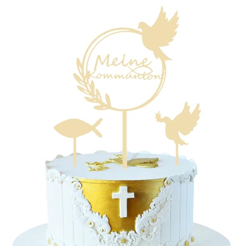 Omnikryp 3 Stück Tortendeko Kommunion, Holz Cake Topper Kommunion, Erstkommunion Tortendeko für Junge Mädchen, Taube Fisch Oliven Tischdeko für Hochzeit Party Babyparty Geburtstag Torte Dekorieren Omnikryp 3 Stück Tortendeko Kommunion, Holz Cake Topper Kommunion, Erstkommunion Tortendeko für Junge Mädchen, Taube Fisch Oliven Tischdeko für Hochzeit Party Babyparty Geburtstag Torte Dekorieren von Omnikryp
