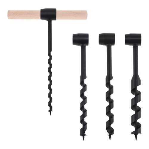 Omninmo Handschneckenbohrer, Bushcraft-Getriebe-Handschneckenschlüssel, Scotch-Eye-Mehrzweck-Handüberlebensbohrer, Holzbearbeitung, Lochsägen-Bit für Outdoor, Camping, mit Holzstab-Handschnecke (4 Omninmo Handschneckenbohrer, Bushcraft-Getriebe-Handschneckenschlüssel, Scotch-Eye-Mehrzweck-Handüberlebensbohrer, Holzbearbeitung, Lochsägen-Bit für Outdoor, Camping, mit Holzstab-Handschnecke (4 von Omninmo
