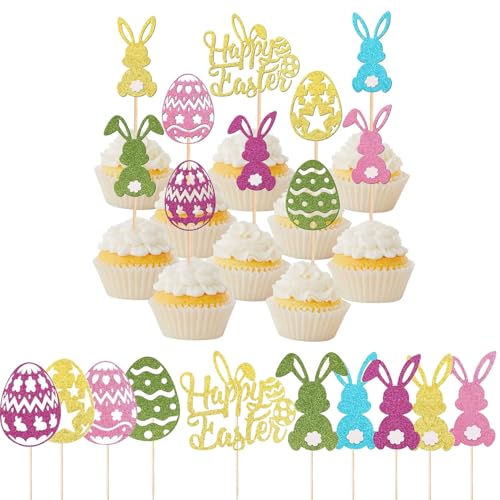 Ompinda Cupcake-Topper, 20 Stück, glitzernde Hasen-Ei, Kuchenaufsätze, Glitzer, Ostertag-Kuchenspieße für Oster-Desserts und Partyzubehör Ompinda Cupcake-Topper, 20 Stück, glitzernde Hasen-Ei, Kuchenaufsätze, Glitzer, Ostertag-Kuchenspieße für Oster-Desserts und Partyzubehör von Ompinda