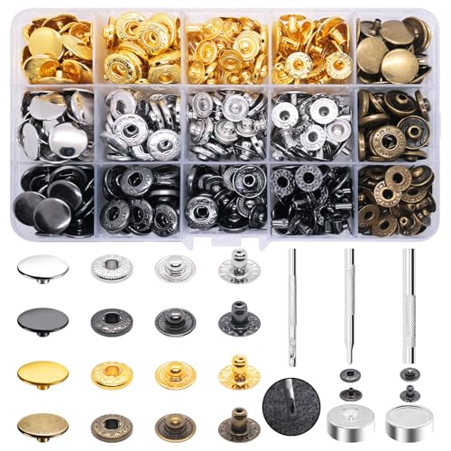Omsscun 110 Stück Druckknöpfe, 15mm Druckknöpfe Ohne Nähen, Druckknopf Set mit 4 Fixierwerkzeug, 4 Farben Schwerlast Leder Druckknöpfe für Nähen, Leder, Kleidung, Jacken, Jeans trägt, Brieftasche Omsscun 110 Stück Druckknöpfe, 15mm Druckknöpfe Ohne Nähen, Druckknopf Set mit 4 Fixierwerkzeug, 4 Farben Schwerlast Leder Druckknöpfe für Nähen, Leder, Kleidung, Jacken, Jeans trägt, Brieftasche von Omsscun