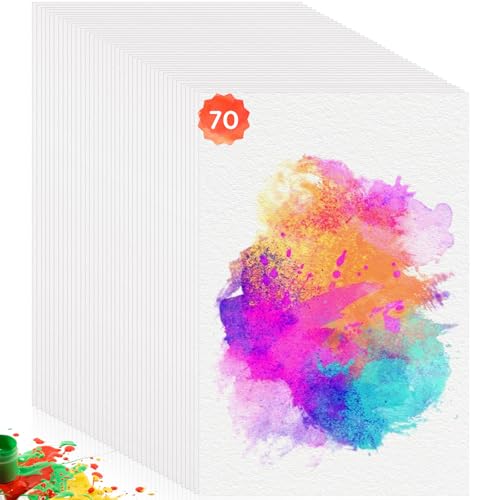 Omtofo 70 Blatt Aquarellpapier 300g/m², Aquarell Papier Postkarten, Aquarell Karten Blanko, Aquarellblock Watercolor Paper Für Kinder Studenten Erwachsene Künstler Zeichnen DIY(17,8 cm x 12,7 cm) von Omtofo