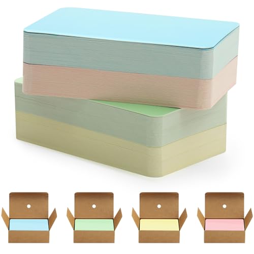 Omtofo 400 Stück Blanko Papier Karten, 9 x 5.4cm Kraftpapier Karten, Bunte Karteikarten, Karteikarten Blanko für Graffiti, Nachricht, Lernen, Heimwerken, Gedächtnis(4 Farben) von Omtofo