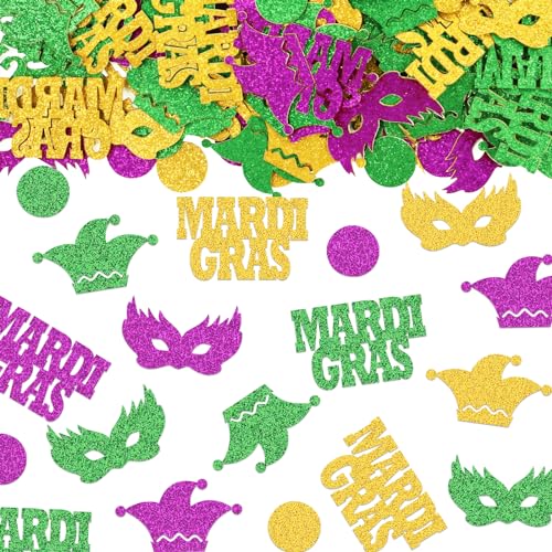 200 Stück Karnevalskonfetti, Gold, Grün, Lila, Mardi Gras Wörter, Maske, Hut, Dekor, Konfetti, Karneval, Glitzer-Papier, Konfetti für Karneval, Parade, Party, Gastgeschenk, Hochzeitsgeschenke, 200 Stück Karnevalskonfetti, Gold, Grün, Lila, Mardi Gras Wörter, Maske, Hut, Dekor, Konfetti, Karneval, Glitzer-Papier, Konfetti für Karneval, Parade, Party, Gastgeschenk, Hochzeitsgeschenke, von On-Airstore