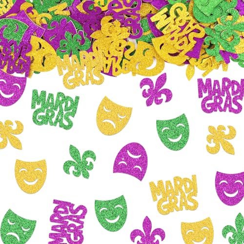 200 Stück Karnevalskonfetti, goldfarben, grün, lila, Maskenwörter, Lilien-Dekor-Konfetti, Karneval, Glitzer-Papier, Konfetti, für Karneval, Parade, Party, Gastgeschenk, Hochzeitsgeschenke, Feiertage, von On-Airstore