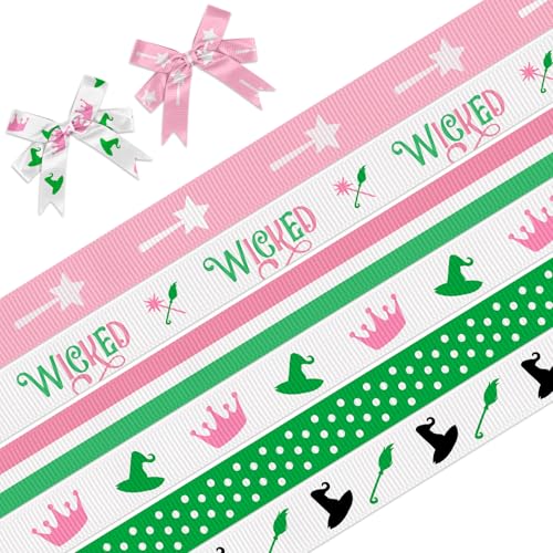 6 Stück 18 Meter Halloween Hexe Ripsbänder 0,95 cm Hexe Dekorband Rosa Grün Bastelbänder für Hexen Motto Party Gastgeschenk Dekoration Urlaub Halloween Wicked Geschenkverpackung DIY Supplies von On-Airstore