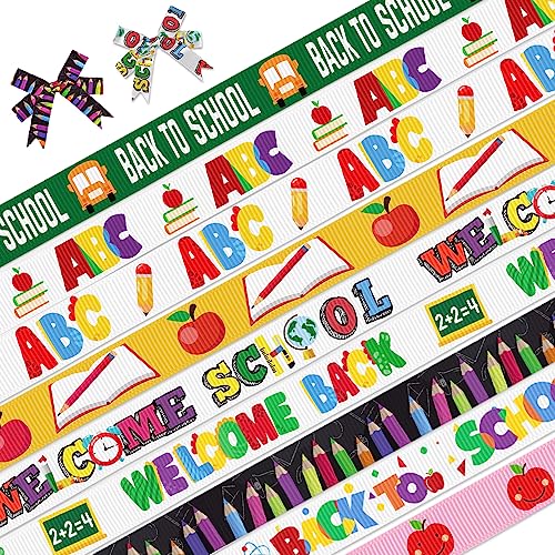 Ripsbänder mit Aufschrift "Welcome Back to School", mit ABC-Wörtern und Äpfeln, bedruckt, 2,7 m, perfekt für den Schulanfang, zum Verpacken von Haaren, Nähen, Kranzschleifen, 9 Stück Ripsbänder mit Aufschrift "Welcome Back to School", mit ABC-Wörtern und Äpfeln, bedruckt, 2,7 m, perfekt für den Schulanfang, zum Verpacken von Haaren, Nähen, Kranzschleifen, 9 Stück von On-Airstore