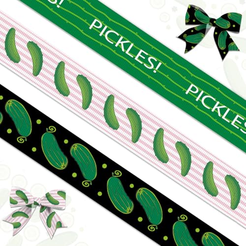 Ripsband, 12,7 cm, Gurken-Dekorband, grüne Bastelbänder für die Art eines großen Dills, Geburtstagsparty, Dekoration, Urlaub, Obst, Gemüse, Geschenkverpackung, Heimwerkerbedarf, 3 Stück, 12,7 m von On-Airstore
