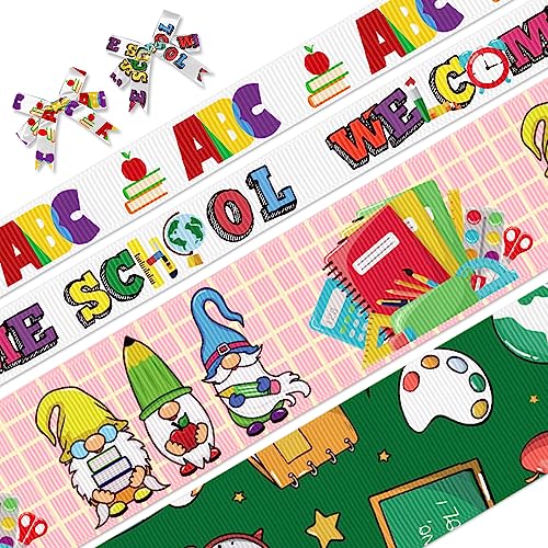 Ripsband mit Aufschrift "Welcome to School", ABC-Wörter, Zwergstifte, bedruckte Bänder für den ersten Schultag, Geschenkverpackung, Haarnähen, Kranz, Schleife, Dekoration, 4,5 m Ripsband mit Aufschrift "Welcome to School", ABC-Wörter, Zwergstifte, bedruckte Bänder für den ersten Schultag, Geschenkverpackung, Haarnähen, Kranz, Schleife, Dekoration, 4,5 m von On-Airstore