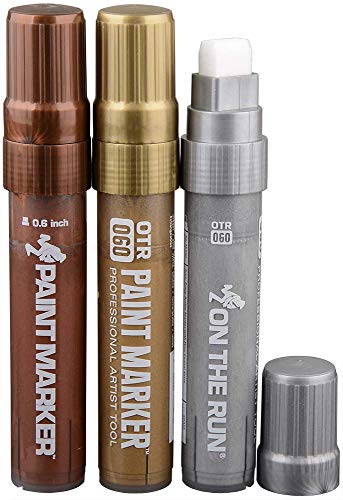 On The Run Metallic Stifte Silber Gold Kupfer Marker OTR 060 15mm Filz nachfüllbar für Kunst, Gestaltung, Dekoration, Graffiti, Kalligrafie wasserfest glänzend für Metall, Holz, Stein uvm. On The Run Metallic Stifte Silber Gold Kupfer Marker OTR 060 15mm Filz nachfüllbar für Kunst, Gestaltung, Dekoration, Graffiti, Kalligrafie wasserfest glänzend für Metall, Holz, Stein uvm. von On The Run