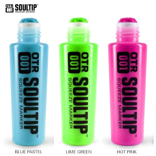 On The Run OTR 001 - Soultip Squeeze Permanent Paint Tagger Graffiti Marker - 22MM runder breiter Filz (OTR.001-BLUE-PASTEL) von On The Run